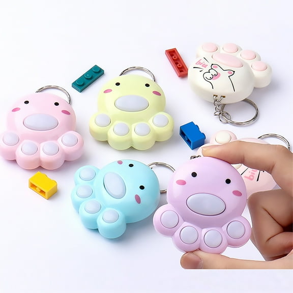 Limei Fidget Toys Stress Relief Hand Toys, Mini Cat Paw Push Fidget Toy Keychain Keyring for Kids Adults, Mini Push Fidget Sensory Toys Stocking Filler, Fidget Game Keychain with Light and Music