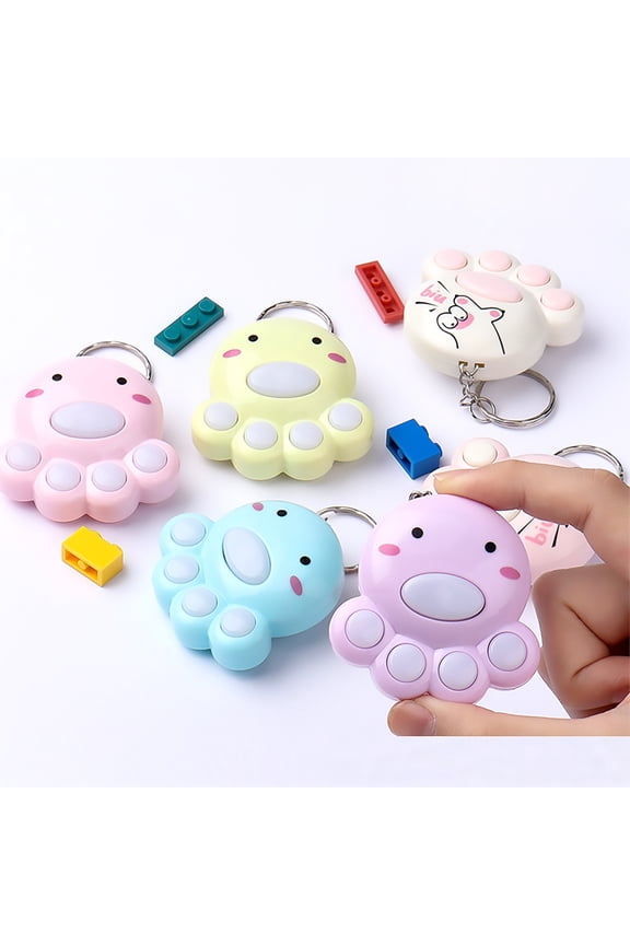 Fidget Toys Stress Relief Hand Toys, Mini Cat Paw Push Fidget Toy Keychain Keyring for Kids Adults, Mini Push Fidget Sensory Toys Stocking Filler, Fidget Game Keychain with Light and Music
