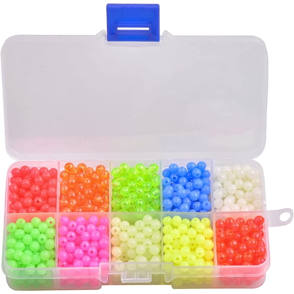 Limei Fishing Beads Assorted Set, 1000pcs 5mm Round Float Glow Fishing Rig Beads Fishing Lure Tackle