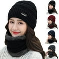 thumbnail image 1 of Limei Fleece Lined Winter Hats for Women Knit Beanie Hat Scarf Mask Set Warm Soft Slouchy Cap, 1 of 7