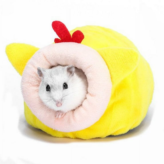 Limei Hamster Winter Warm Bed House Hideout Small Animals Sleeping Cave Cotton Nest for Rat, Dwarf Hamster, Syrian Hamster (Yellow)