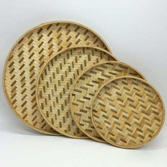 Limei Handmade Fruit Basket, Hand-woven Bamboo Sieve, Food Snack Storage Tray, DIY Decorative Fruit Bread Basket (10.2")