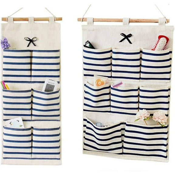 Limei Hanging Storage Bag, Over The Door Magazine Storage Pockets, Wall Door Closet Hanging Bag Organizer with Hooks for Bedroom Bathroom Living Room (1 Pack, 6 Pockets, Blue)