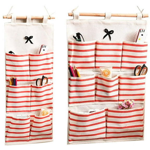 Limei Hanging Storage Bag, Over The Door Magazine Storage Pockets, Wall Door Closet Hanging Bag Organizer with Hooks for Bedroom Bathroom Living Room (1 Pack, 8 Pockets, Red)
