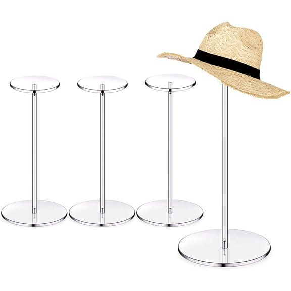 Limei Hat Stand Wig Display Rack Clear Pedestal Stand Baseball Hat Rack Stand Square Round Acrylic Risers for Display Hat Watch Jewelry, Round Style, 12 Inch