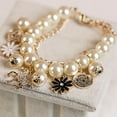 thumbnail image 1 of Limei Horse Flower Charm Women Bracelet Faux Pearl Party Bangle Gift Fashion Jewelry, 1 of 4