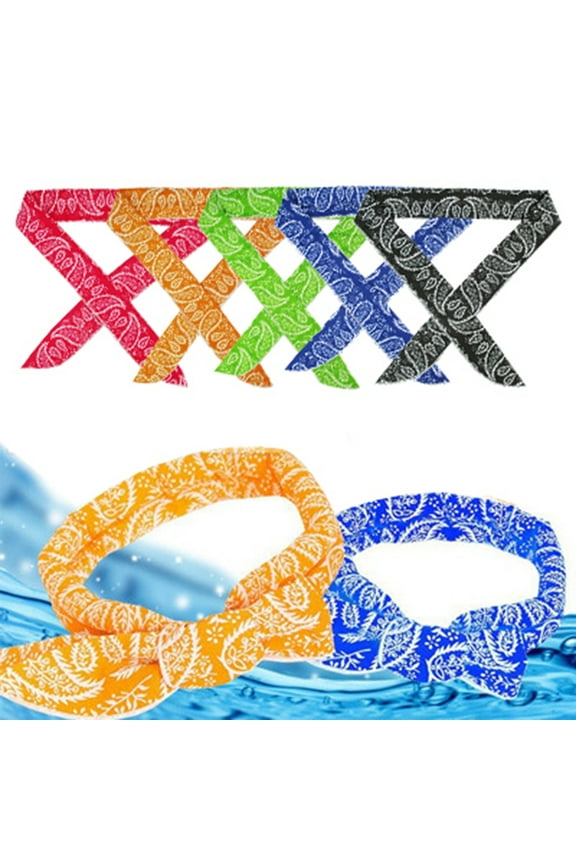 Ice Cool Scarf Neck Wrap Headband Bandana Cooling Scarf for Outdoor Activities (Black)