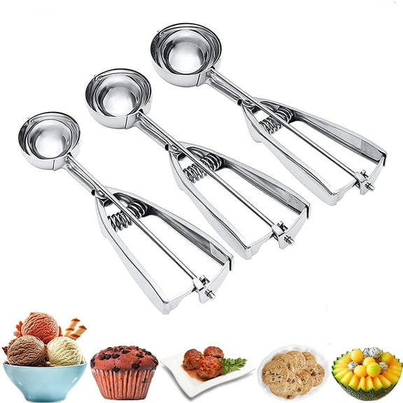 Limei Ice Cream Scoop, Cookie Scoop Set, Stainless Steel Ice Cream Scooper with Trigger Release, Large/Medium/Small Cookie Scooper for Baking, Cookie Scoops for Baking with Cookie Dough Scoop