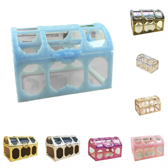 Limei Jewelry Organizer Keepsake Vintage Transparent Kids Treasure Chest Storage Box Decorative Gem
