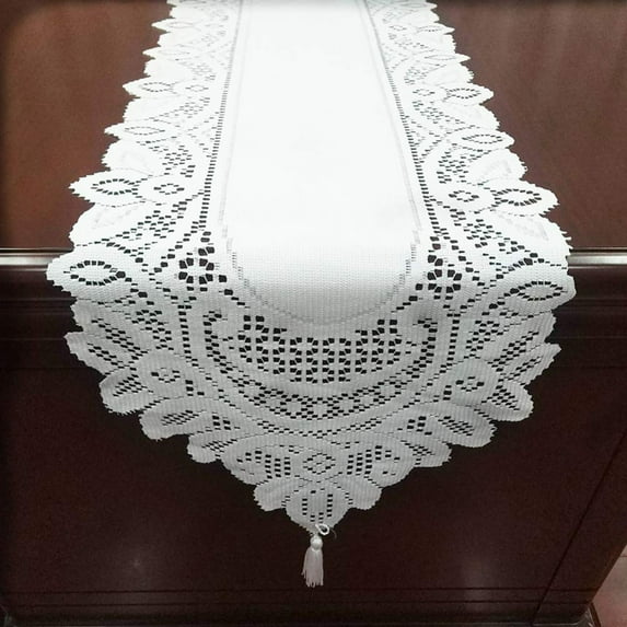 Limei Lace Table Runner for Party | Dinner | Holidays | Kitchen | Spring/Summer, 13 Inch x 3.9 Inch, White