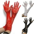 thumbnail image 1 of Limei Ladies Lace Gloves Elegant Long Gloves Courtesy Summer Gloves for Wedding Dinner Parties (Red), 1 of 7
