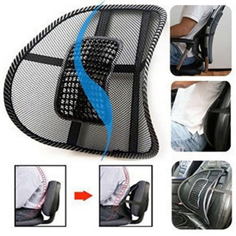  SEG Direct Lumbar Support Pillow for Car, Back Support with  Vibrating Motors 12V, for Driving Fatigue Back Pain Relief, Memory Foam  with Leather Cover, for Car Seat Home Office Chair 
