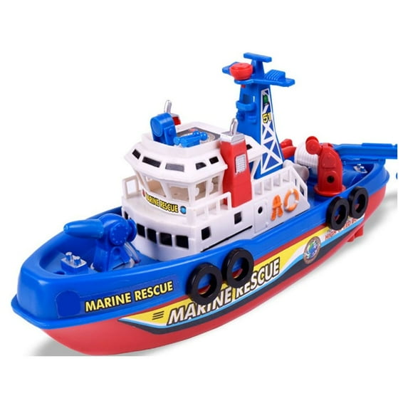 Limei Marine Rescue Boat Model, Music Light Water Spray Electric Marine Rescue Fire Boat Model Education Toy for Kids Children, Random Color