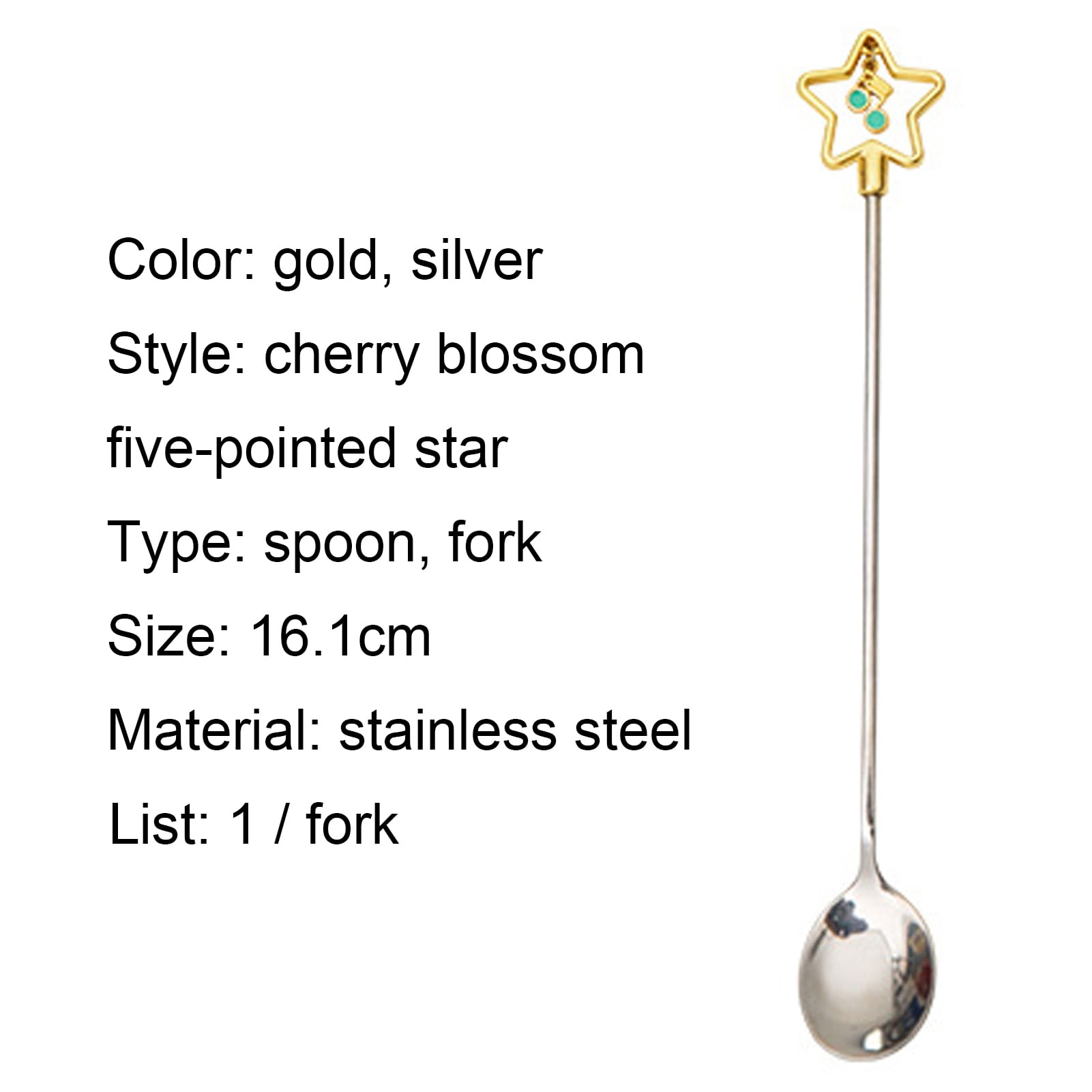 Limei Milkshake Spoon Cherry Blossom Shape Five-pointed Star Fruit Fork ...