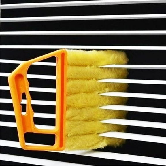 Limei Mini-Blind Cleaner Shutters- Window Blind Brush Cleaning, Air Conditioner Duster Remover, Dust Cleaner with 7pcs Washable Blind Blade Clean Cloth for Household Office Clean, Orange