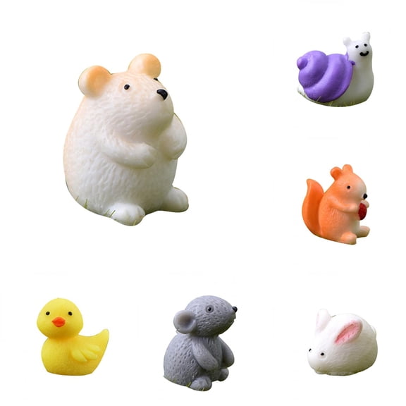 Limei Mini Cute Small Hamster Rabbit Chicken Mouse Rabbit Snail Squirrel Animal Model, Animal Statues Ornaments for Home Decoration Micro Landscape