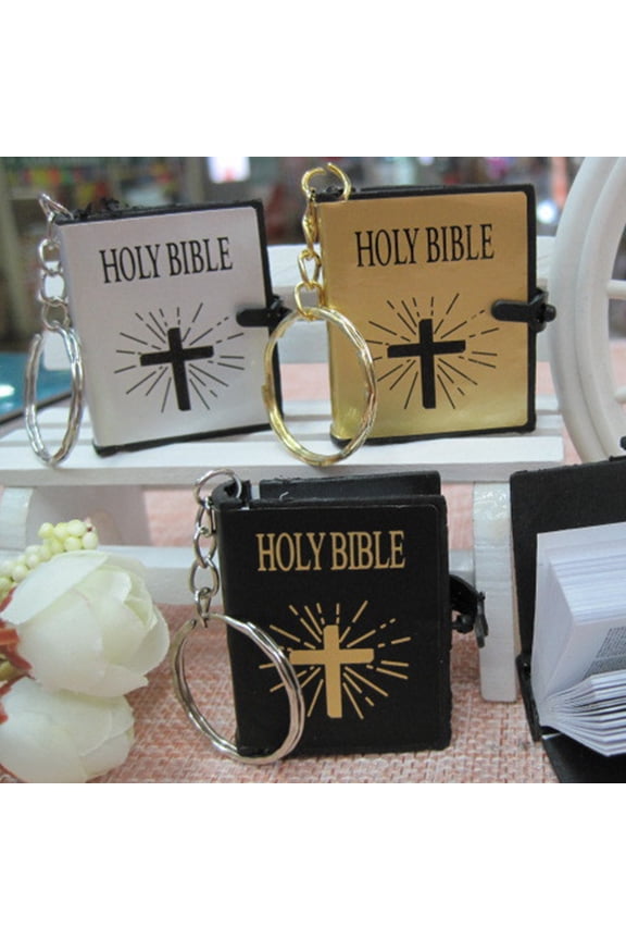 Mini Holy Bible Cross Pendant Keychain Religious Christian Keyring Gifts