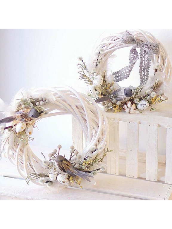 Natural Wicker Wreaths, Vine Branch Wreath Garland for DIY Christmas Craft Rattan Front Door Wall Hanging Holiday Wedding Party Home Decoration