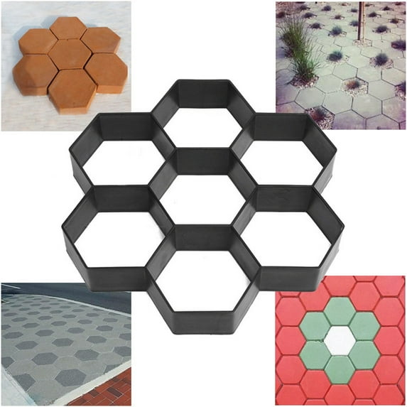 Limei Pathmate Stone Mold Paving Pavement Concrete Molds Stepping Stone Paver Walk Way Cement Molds for Patio, Lawn & Garden
