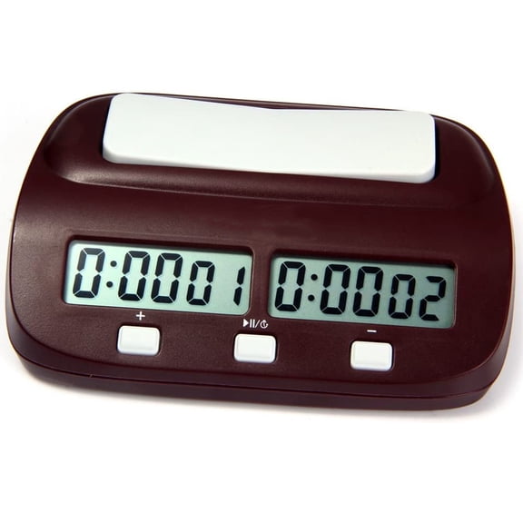 Limei Professional PQ9907 Digital Chess Clock Count Up Down Timer with Clock - Brown