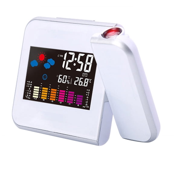 Limei Projection Alarm Clock, Smart LCD Display LED Backlight Projector Digital Weather Snooze Alarm Clock Max/ Min Temperature %26 Humidity Records Clock