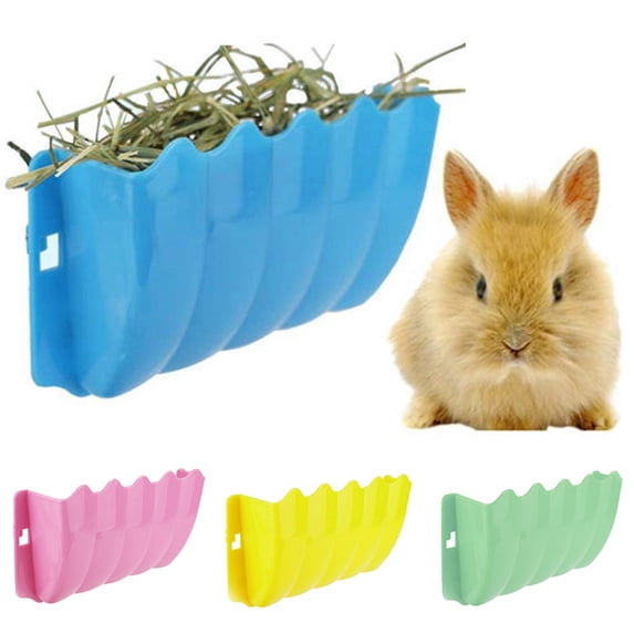 Limei Rabbit Hanging Feeder Grass Container Wall-Mounted Hay Manger Hay Rack (Yellow)