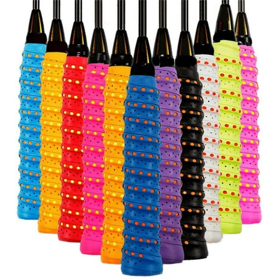 Limei Racket Grip Tape Anti-Slip Perforated Absorb Sweat Racket Tape Handle Grip Tennis Badminton Squash Band New Anti-Skid Headbands Hair Sweat Band, 1 Pack, Red