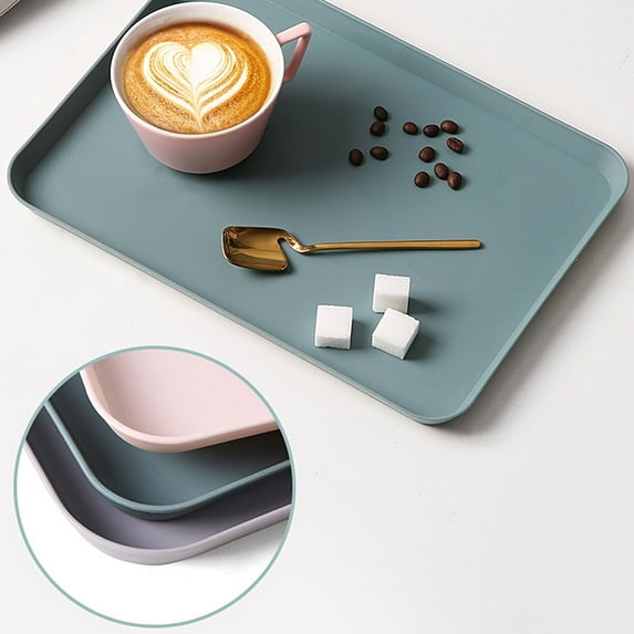 Limei Rectangle Plastic Trays Plastic Serving Tray 11.5" x 8.3" Serving Platters Food Tray Decorative Serving Trays Wedding Platter Party Trays Great Disposable Serving Party Platters Grey