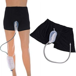 VEAREAR Men Reusable Urinal Bag Silicone Urine Funnel Catheter Holder  Shorts Underwear 