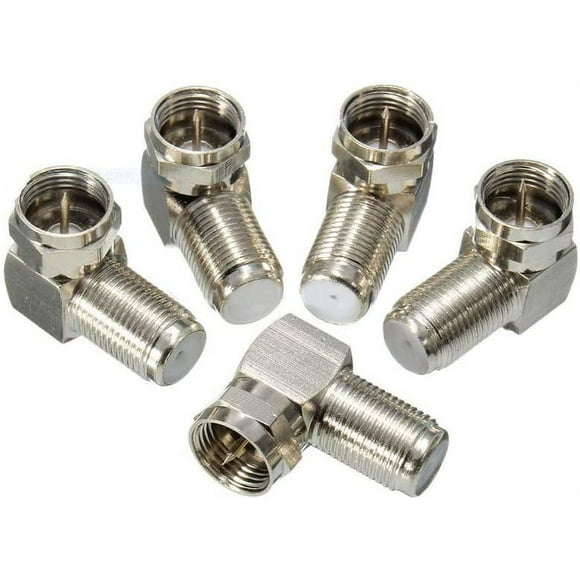 Limei Right Angle F-Type Male to Female Plug Coaxial Cable Adapter Panel TV Mounting 90 Degree Coax Adapter Connector (5 Pack)