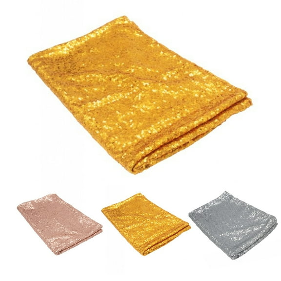 Limei Sequin Tablecloth 23.6" Round Sparkly Drape Table Cloths Table Cover Overlay for Wedding Birthday Party Baby Bridal Shower (Golden)