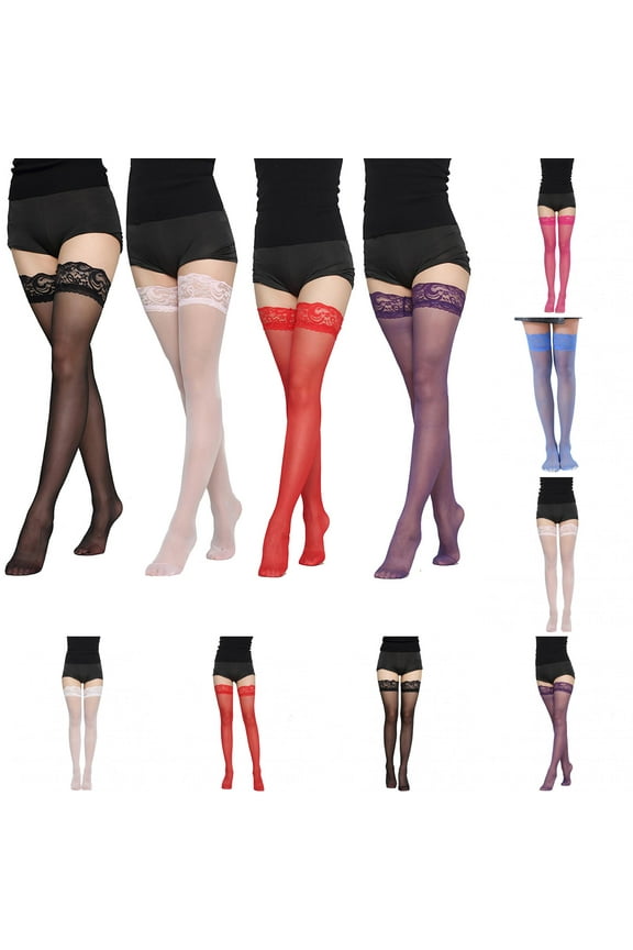 Sheer Thigh High Pantyhose, Black, 2-Pack