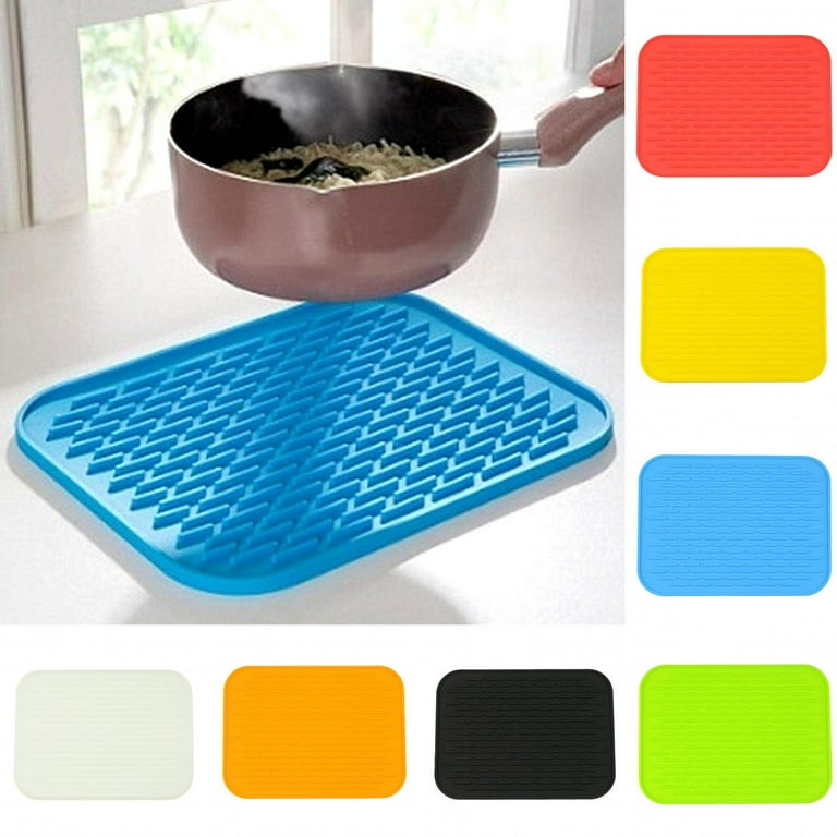 Rectangle Heat Resistant Silicone Trivet Mat Kitchen Non Slip Pot Pan Pad  Holder