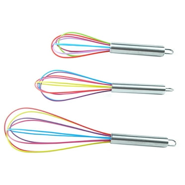 Limei Silicone Whisk, Balloon Whisk Set, Wire Whisk, Egg Frother, Milk and Egg Beater Blender - Kitchen Utensils for Blending, Whisking, Beating, Stirring (12in)