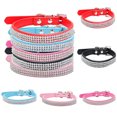thumbnail image 1 of Limei Soft Leather Safe Cat Adjustable Collar Bling Diamante with Bells, Pink (Small), 1 of 7