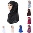 thumbnail image 1 of Limei Solid Women's Muslin Hijab Jersey Head Scarf Plain Under Scarf Muslimah Turban Cap Scarf (Black), 1 of 7