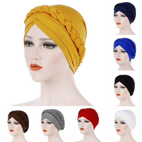 Limei Turban African Head Wrap for Women Pre-Tied Twisted Bonnet Beanie Cap (Red)
