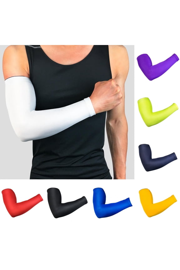 UV Protection Cooling Arm Sleeves Sun Sleeves Arm Cover for Women & Girls & Adult & Youth & Men Cycling, Running,Golf,Outdoor Tattoos Arm Warmer - Blue, L