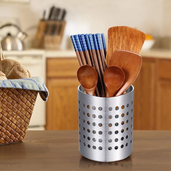 Limei Utensil Drying Rack Stainless Steel Utensil Holder Sink Silverware Holder Utensil Drying Basket Kitchen Countertop Flatware Strainer Silverware Dryer Silver (3.9inch)