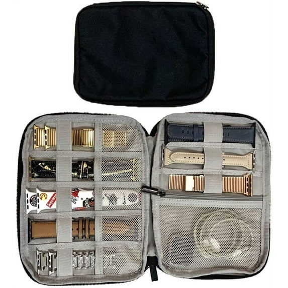 Limei Watch Band Organizer - Watch Straps Holder Carrying Case Storage Bag Travel Pouch for Women Men Most Sizes of Watch Bands Accessories (Black)