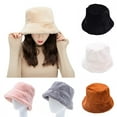 thumbnail image 1 of Limei Winter Plush Bucket Hat for Women Fuzzy Bucket Caps Casual Warm Faux Fur Fisherman Hats (Caramel), 1 of 7