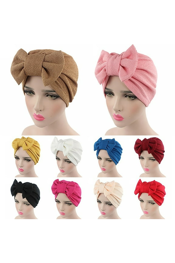 Women Bowknot Turban Knot Headwrap Bonnet Beanie Cap Headwrap Hair Loss Wrap Headband Tie for Women