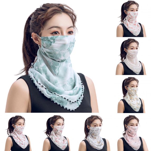 Limei Women Chiffon Neck Scarf Bandana Sun Protection Face Cover Chiffon Neck Gaiter