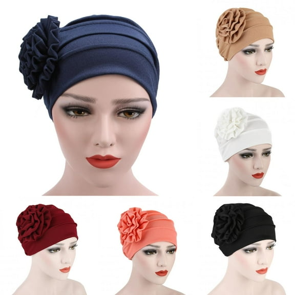 Limei Women Elastic Side Flower Turban Chemo Beanie Hair Loss Chemo Cap Hat