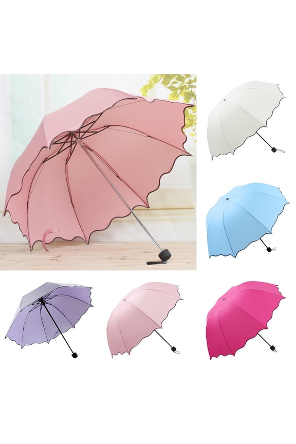 Women Lotus Leaves Umbrella, Windproof %26 Water-Resistant Foldable Umbrella for Women - Rain %26 UV Protection