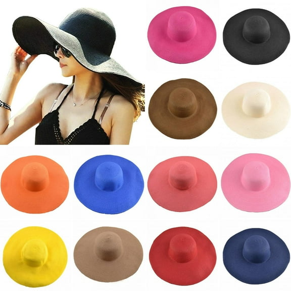 Limei Women Straw Hats Wide Brim Foldable Packable Roll up Cap Summer UV Protection Beach Sun Hat UPF50+