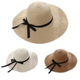 thumbnail image 1 of Limei Women Summer Travel Beach UV Protection Bowknot Wide Brim Straw Hat Sun Cap (White), 1 of 7