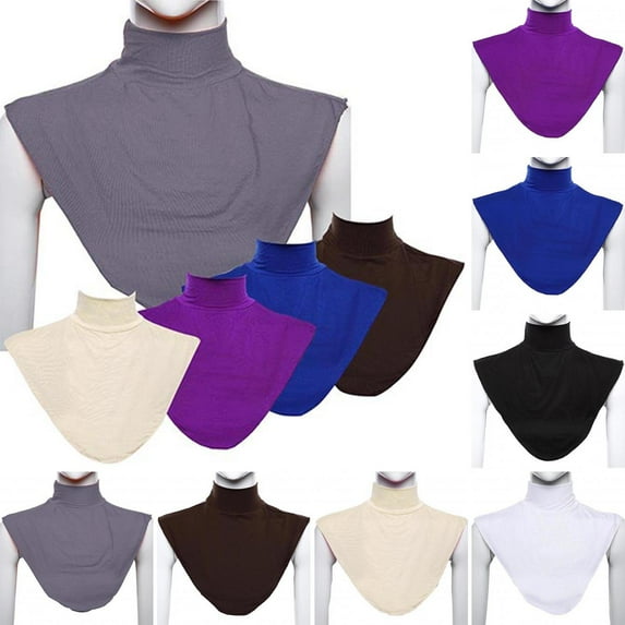 Limei Women's False Collar Hijab Moslem Islamic Pure Color Neck Cover Loop Scarf, Grey