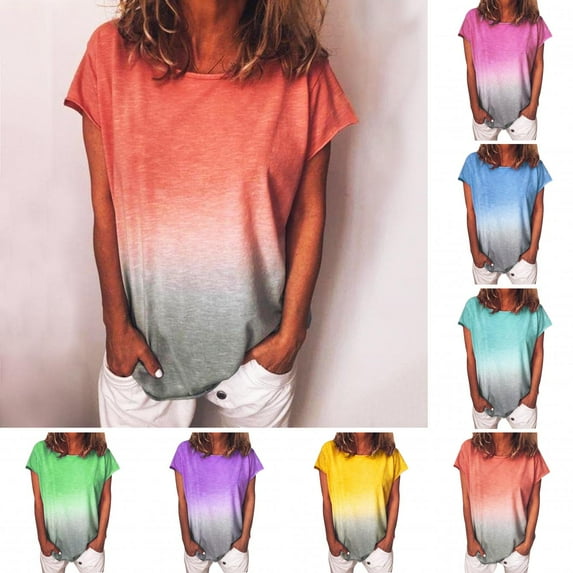 Limei Women's Plus Size Summer Casual Short Sleeve Round Neck Tee Tops