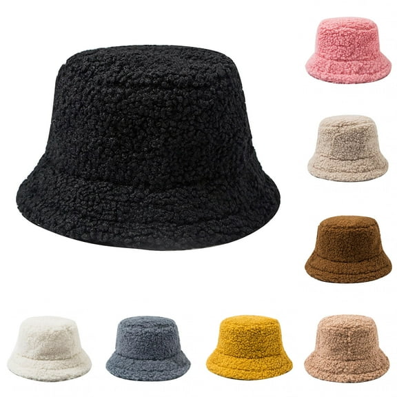 Limei Womens Bucket Hat Outdoor Foldable Fisherman Cap for Women Lambs Faux Fur Wool Japanese Cute Girls Casual Winter Warm Basin Hat
